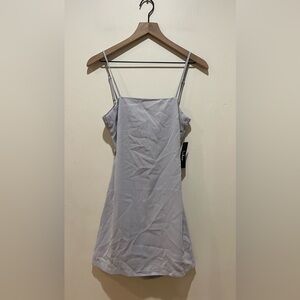 NWT Lulus Toast to Life Silver Grey Open Tie Back Mini Dress - Womens Size Small